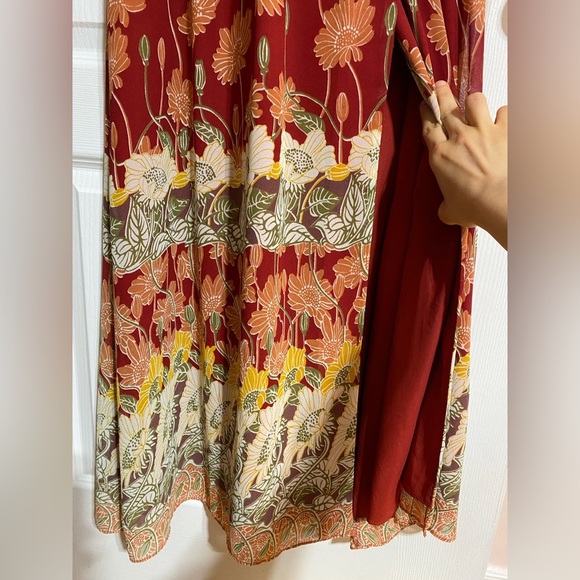 Madewell Tulip-Sleeve Boho Maxi Dress in Tall Sunflowers Side Slit V-Neck Size 0 - Picture 11 of 16
